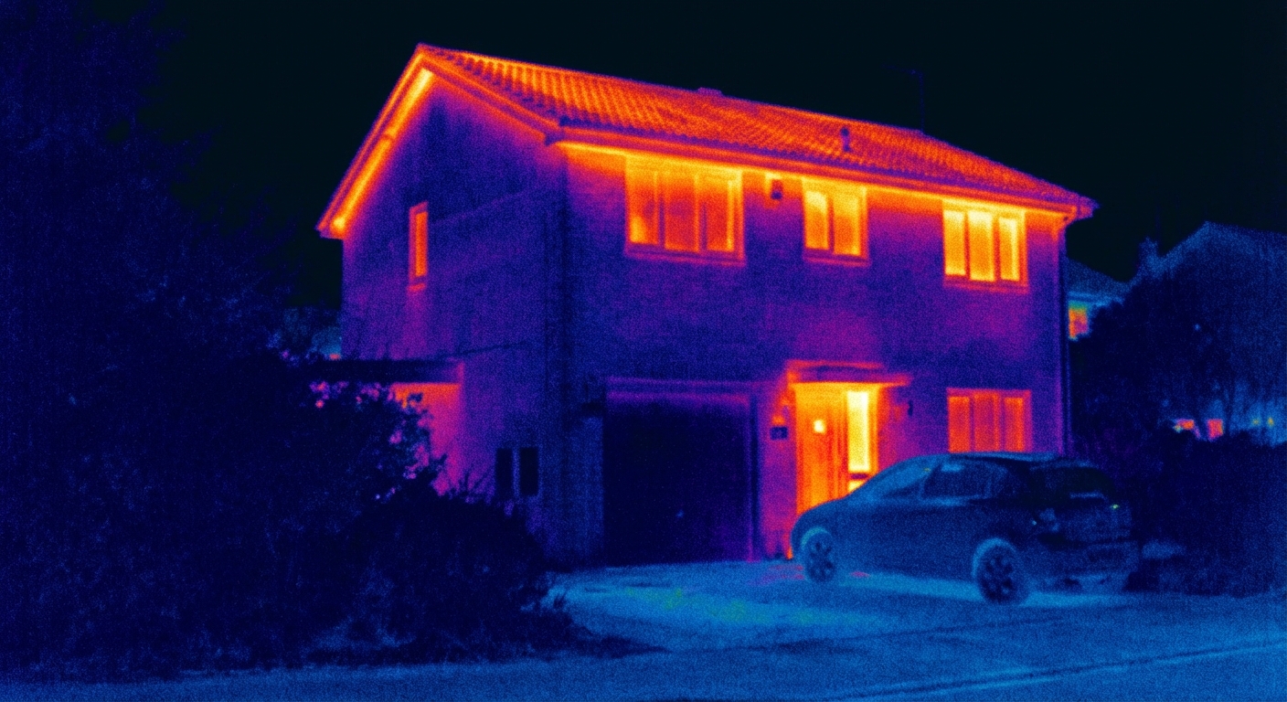FLIR T620 infrared thermal image with 307,200 pixels revealing hidden building defects in Houston property